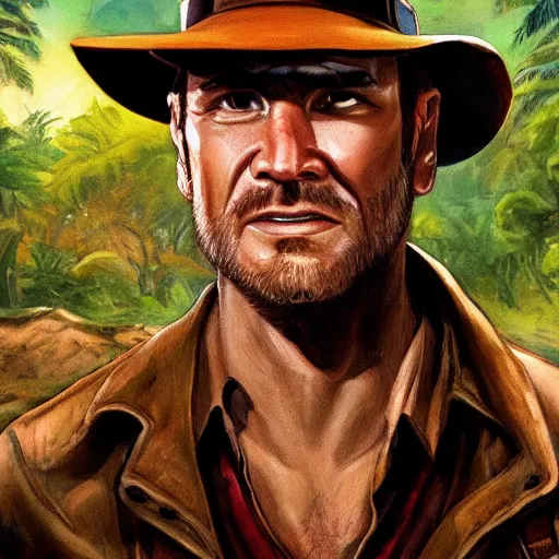 Image similar to Dan Ryckert as Indiana Jones, Portrait, cinematic, detailed, realistic