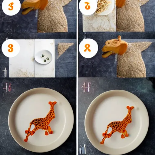 Image similar to making of an edible giraffe, from the beautiful'how to make food art step by step collection ', dslr