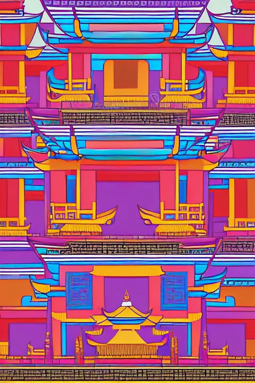 Prompt: minimalist boho style art of colorful quanzhou, twin stone pagodas at kaiyuan temple, llustration, vector art
