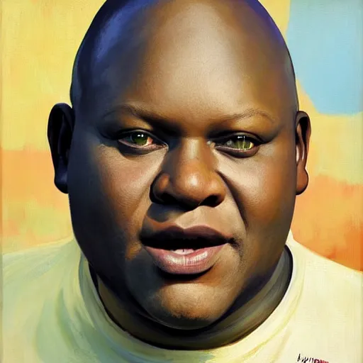 Prompt: greg manchess portrait painting of tituss burgess as shrek, medium shot, asymmetrical, profile picture, organic painting, sunny day, matte painting, bold shapes, hard edges, street art, trending on artstation, by huang guangjian and gil elvgren and sachin teng