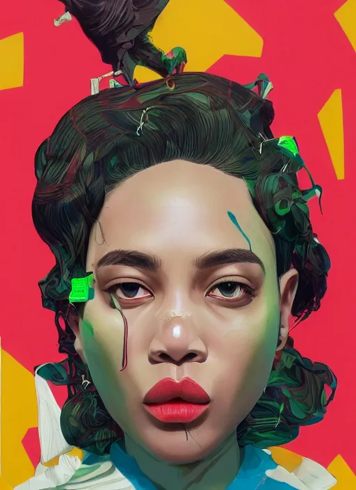 Prompt: 2022 Coi Leray by Sachin Teng x Gucci:5 attractive, sexy, thot, rare, exotic eyes, drip, sexy lips :5 stylish, designer ,smoke, marijuana, asymmetrical, Matte Painting , geometric shapes, hard edges, graffiti, street art:4 Masterpiece, impressive detail, colorful, by Sachin Teng:4 Super Model :5