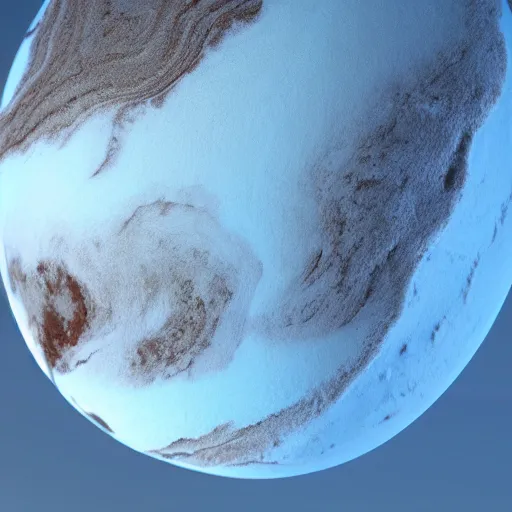 Image similar to a realistic planet made of icecream with sea of milk and chocolate mountains, super realistic, unreal engine, octane render, 8 k