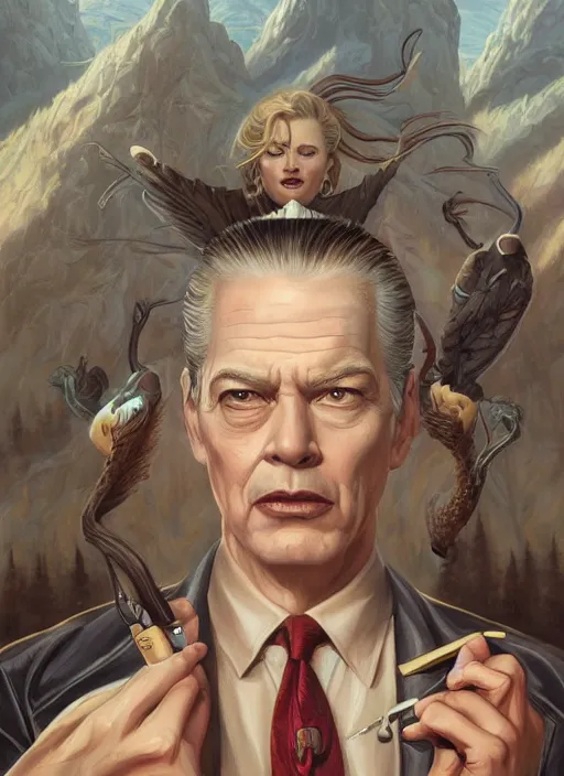 Image similar to twin peaks movie poster art, highly detailed, digital painting, artstation, concept art, smooth, sharp focus, illustration, artgerm, peter mohrbacher, donato giancola, joseph christian leyendecker, wlop, boris vallejo