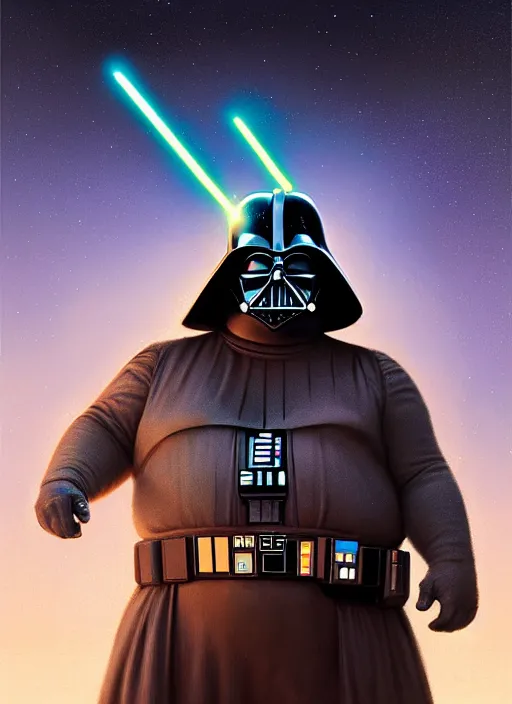 Image similar to hyper realistic, zoomed out portrait of a mega derpy big chungus star wars, stoned, by greg rutkowski, scott m fischer, artgerm, loish, slight glow, atmospheric, anne stokes, alexandros pyromallis