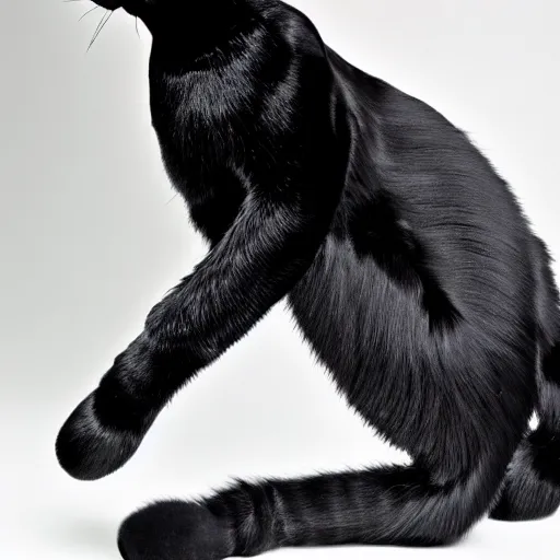 Prompt: a detailed full height photo of a extravagant black cat dancing and wearing high heels