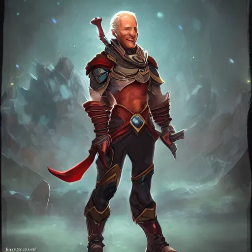 Image similar to biden as league of legends hero, videogame, concept art