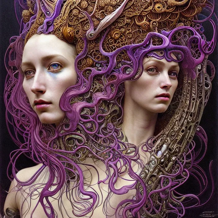 Image similar to detailed realistic beautiful young groovypunk queen of andromeda galaxy in full regal attire. face portrait. art nouveau, symbolist, visionary, baroque, giant fractal details. horizontal symmetry by zdzisław beksinski, iris van herpen, raymond swanland and alphonse mucha. highly detailed, hyper - real, beautiful