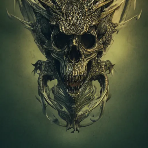 Prompt: realistic photo of a skull of a dragon, intricate, bones, photorealistic, ultra detailed, realistic, 35mm, photography, octane, high definition, depth of field, bokeh, 8k, artstation