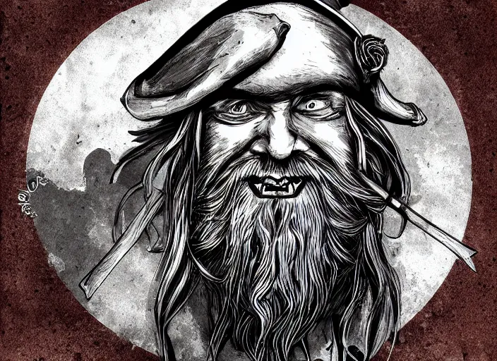 Image similar to a bearded pirate, digital art