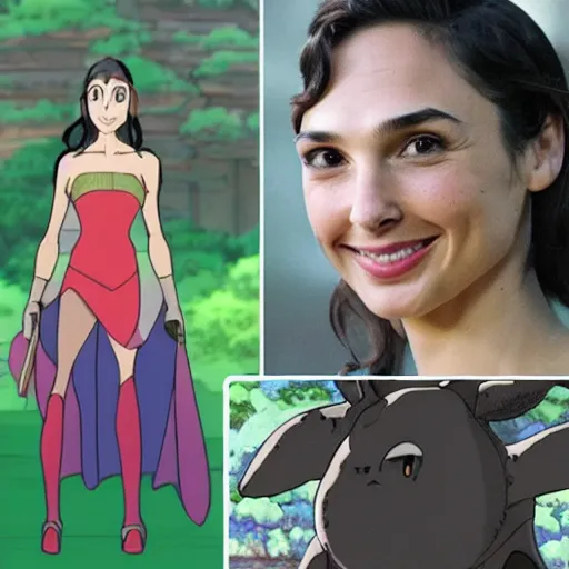 Image similar to gal gadot as a studio ghibli character