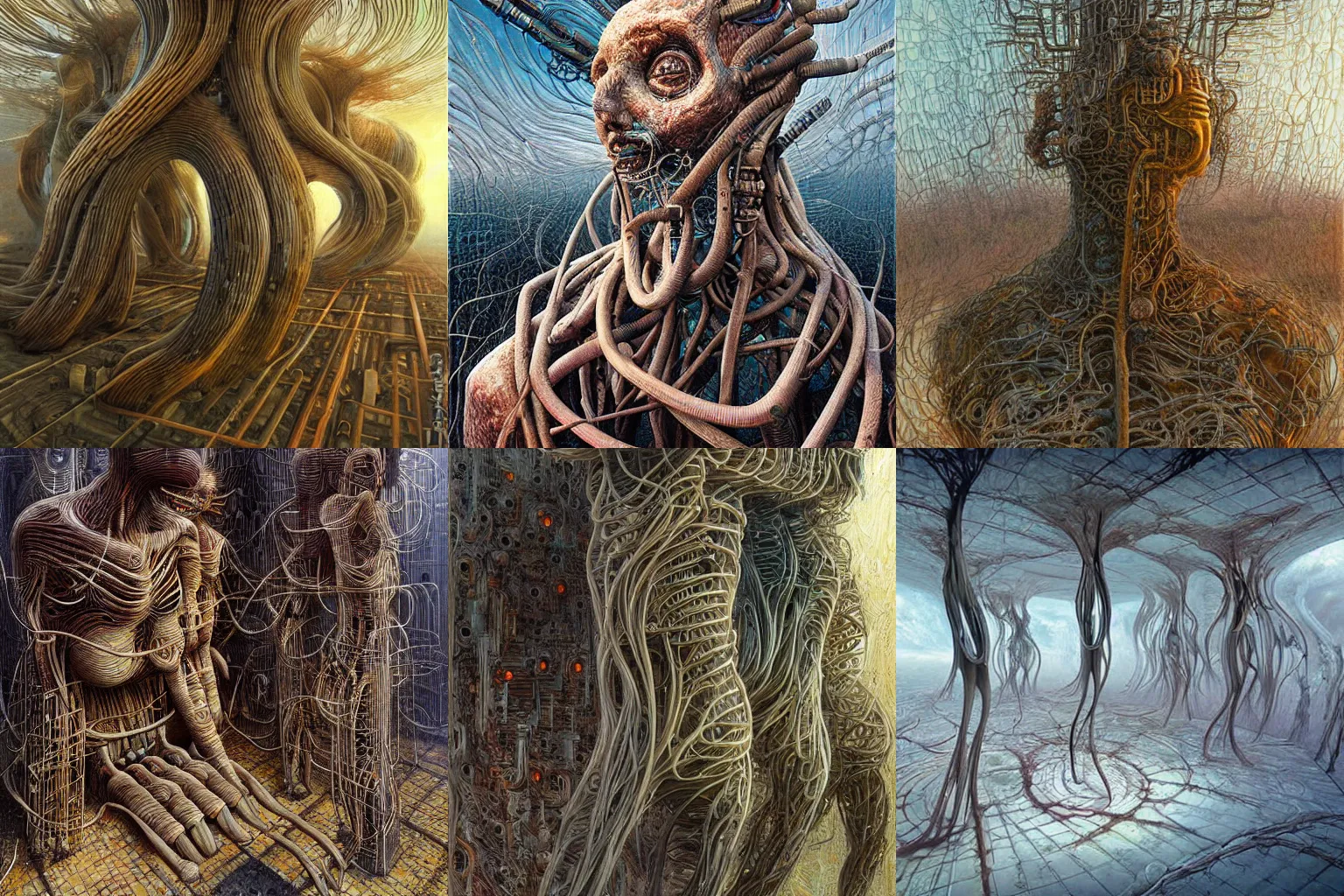 Prompt: Painting, Creative Design, VR heatset, Biopunk, Body horror, by Peter Gric