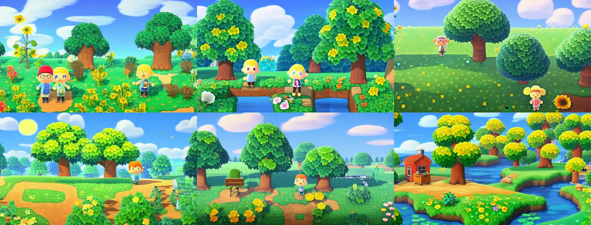 Prompt: Peaceful landscape painting in the style of Animal Crossing