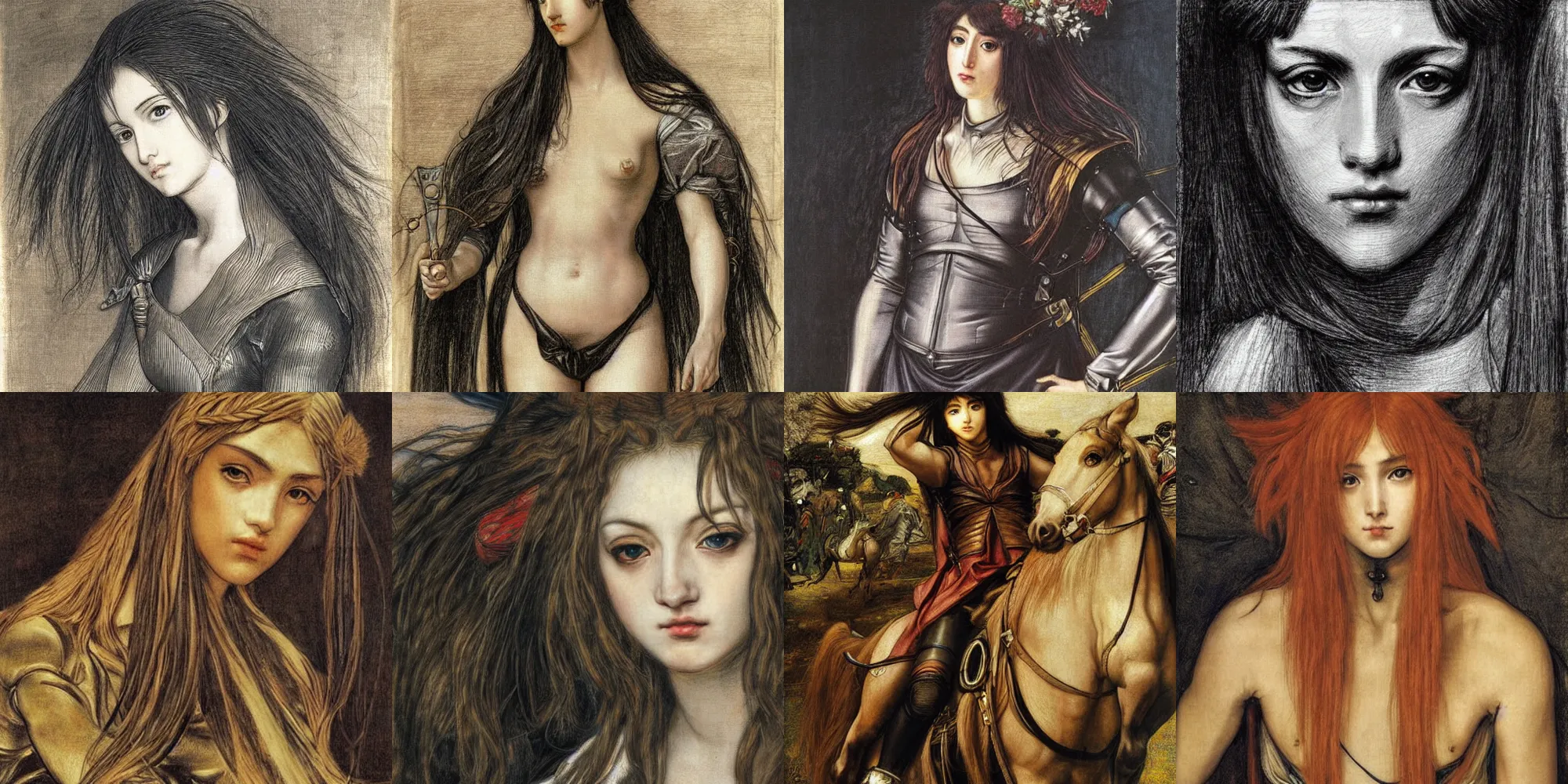 Prompt: well drawn anime a detailed painting of lady godiva on a motorcycle motorbike by valentin de boulogne, dante gabriel rossetti, perfect symmetrical face, hyper realism, fine art hyperrealism