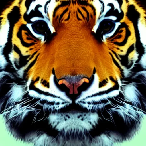 Image similar to front shot of a tiger, low poly, digital art