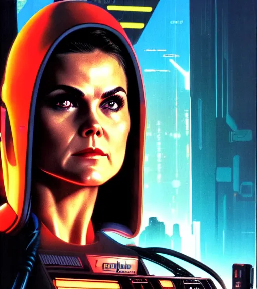 Prompt: cable plugged in, side of head, keri russell, cyberdeck computer terminal, 1 9 7 9 omni magazine cover, style by vincent di fate, cyberpunk 2 0 7 7, very coherent, detailed, 4 k resolution, unreal engine, daz