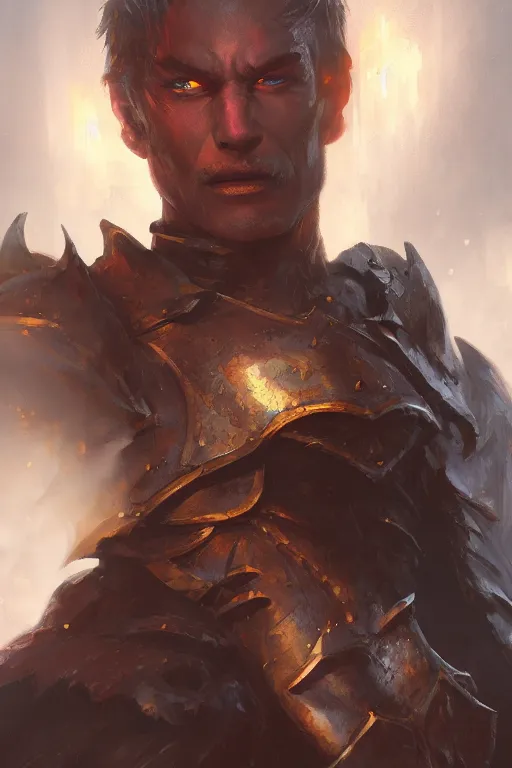 Image similar to dungeons and dragons dark evil warrior character closeup portrait, dramatic light, castle background, 2 0 0 mm focal length, painted by stanley lau, painted by greg rutkowski, painted by stanley artgerm, digital art, trending on artstation