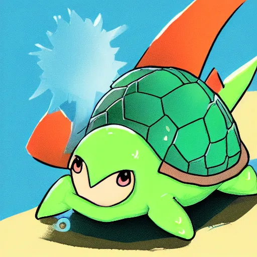 Image similar to illustration of an new pokemon inspired by an turtle and an monkey, in pokemon artstyle