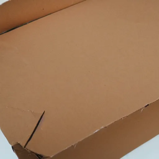 Prompt: fragile cardboard box, image white background, damaged box