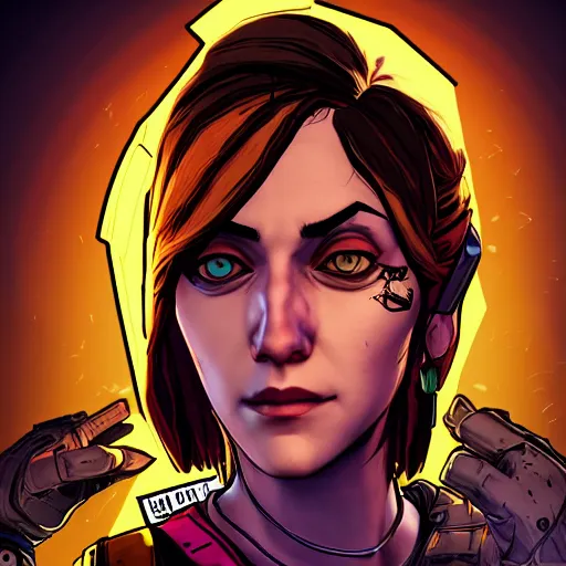 Prompt: olga lomonosova portrait, borderlands, tales from the borderlands, the wolf among us, comic, cinematic lighting, studio quality, 8 k