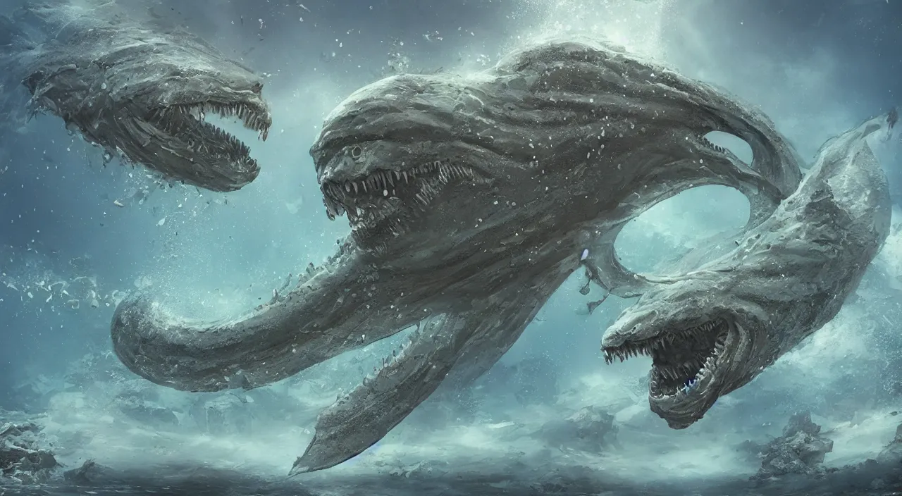 Prompt: Underwater Leviathan, happy, emotion, concept art, cinematic