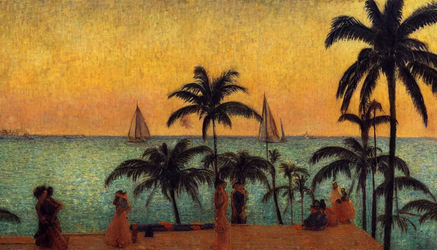 Image similar to a ultradetailed beautiful painting of the night sky of the amazonas palace balustrade designed by jules bastien - lepage, tarsila do amaral, frank weston and gustave baumann, beach, trending on artstation, mediterranean, palm trees, sharp focus, sail boats, soft light, 8 k 4 k