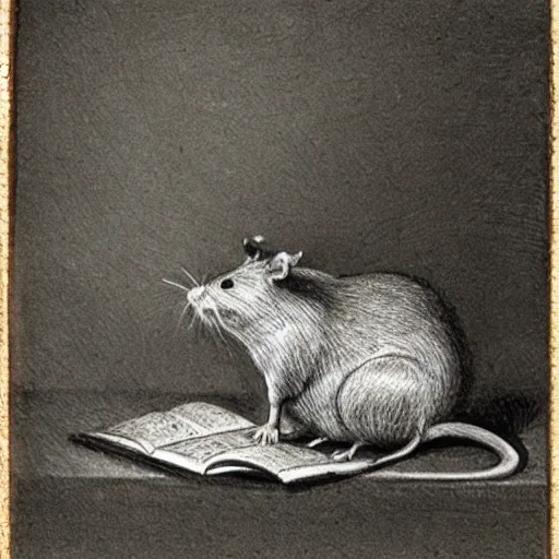 Image similar to funny looking rat photo in a book page, academic art, pencil sketch, polaroid, 18th century atlas, 1900s photograph, detailed, realism
