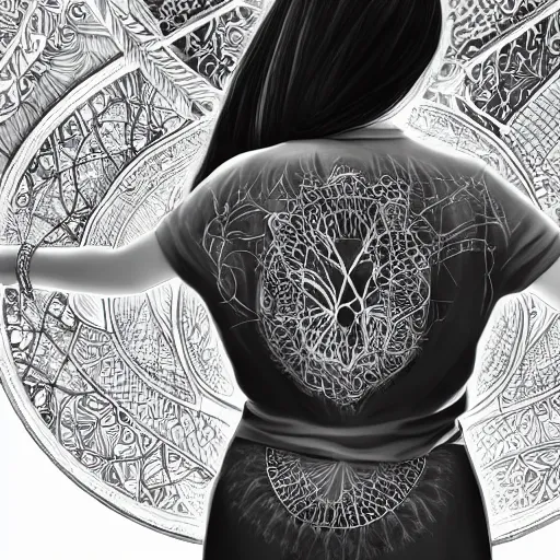 Image similar to Lecturer and her crowd, rear facing, backlit, intricate detailed art by artgerm