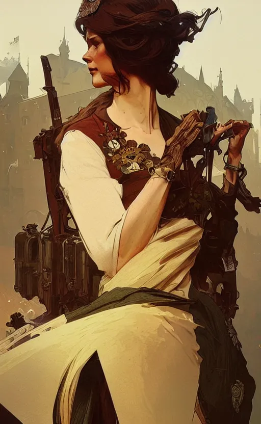 Image similar to the personification of the country germany, highly detailed, digital painting, artstation, concept art, sharp focus, illustration, art by greg rutkowski and alphonse mucha