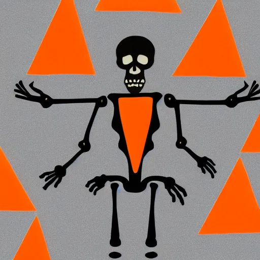 Image similar to a skeleton with hands that looks like traffic - cones