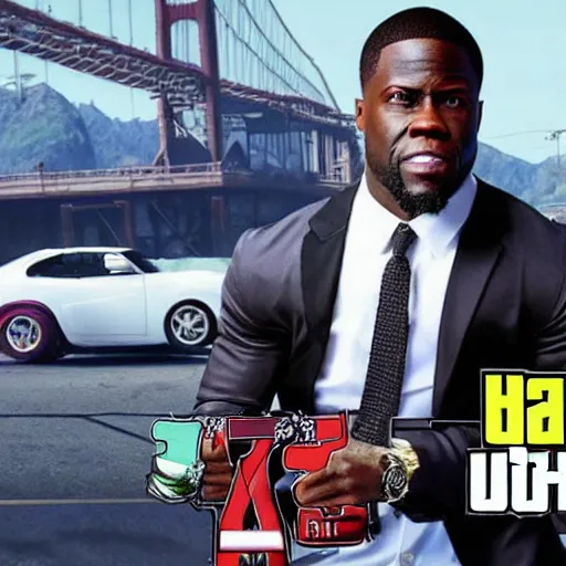 Image similar to kevin hart in the style of gta 5 loading screen