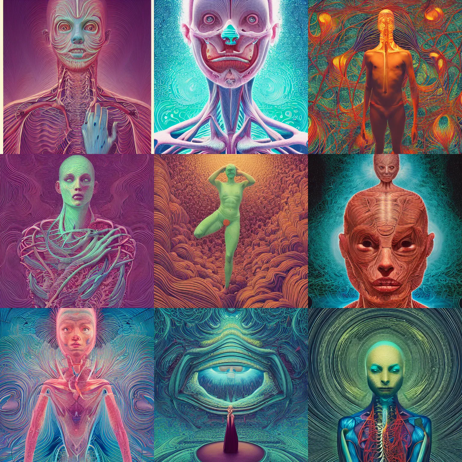 Prompt: kodak portra, 8 k, prana, anatomy, studio light, fine art portrait photography, victo ngai, fashion photography, kilian eng, camille vivier, moebius, digital art, masterpiece, fractal pattern background, alex grey, fantastically beautiful, beksinski, dan mumford, simon stalenhag, artstation