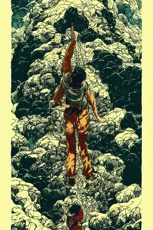 Image similar to climb mountain by yuko shimizu trending on artstation