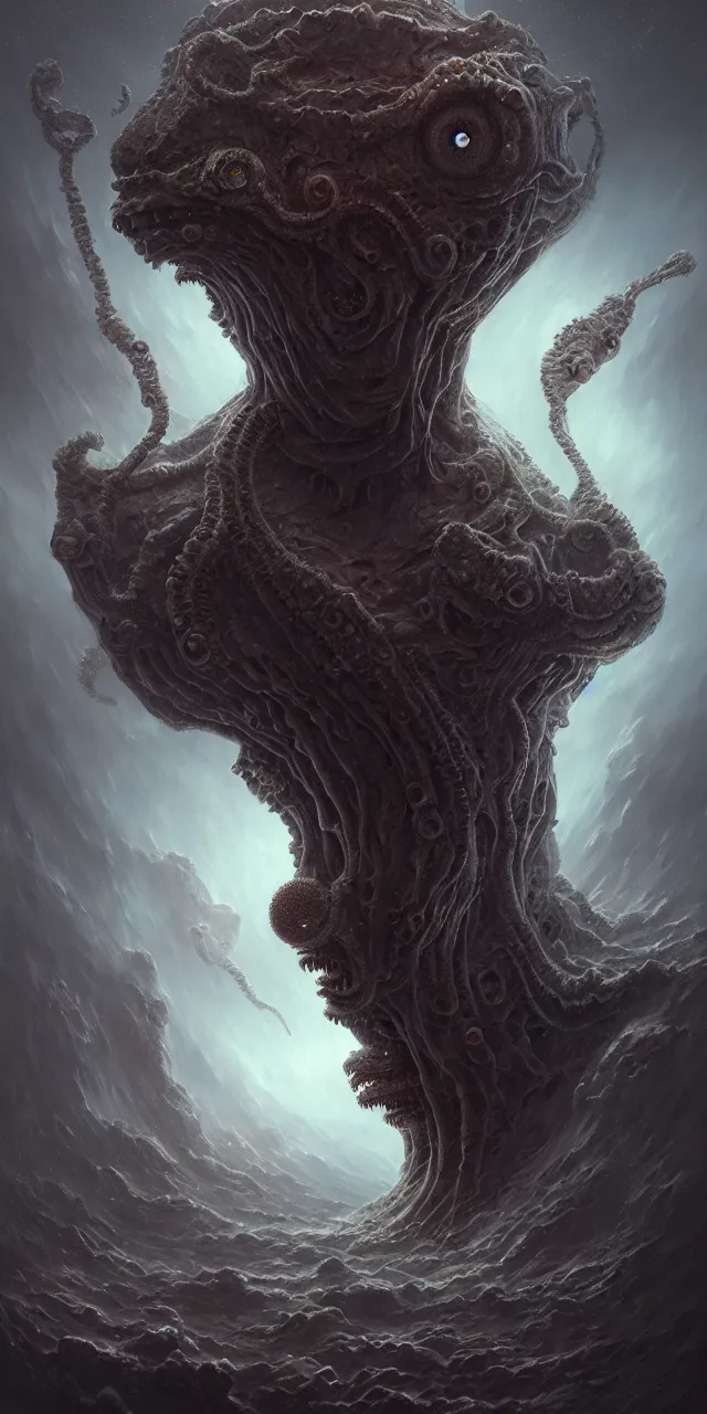 Prompt: matte portrait painting, polycount, surrealism, surrealist, lovecraftian, cosmic horror, high detail