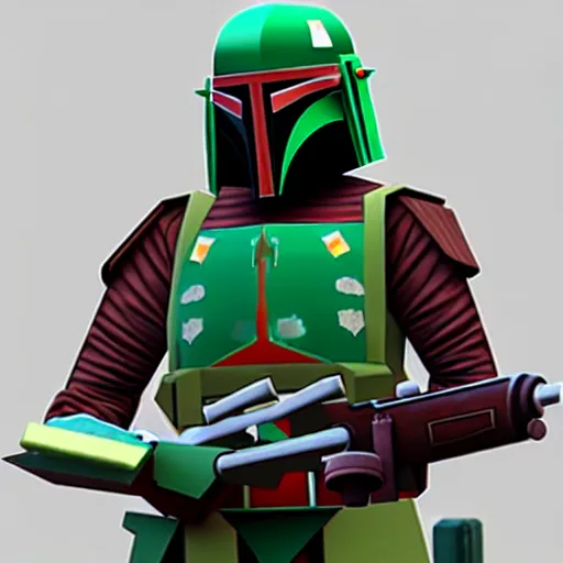 Image similar to Low poly Boba Fett, detailed, 8k