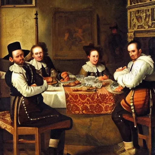 Image similar to Dutch oil painting from the 1600s, 7gün ayran on a table