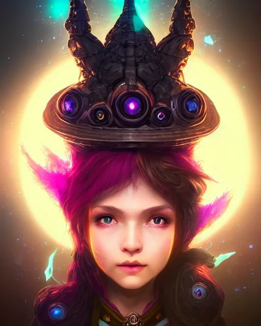 Image similar to ultradetailed rpg character portrait of a cute nebulapunk witch, digital art,, intricate, sharp focus, trending on artstation hq, deviantart, volumetric lighting, unreal engine, octane render