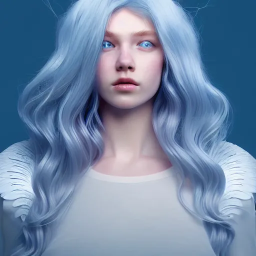 Prompt: beautiful angel, full body, flowing hair, blue eyes, beautiful aesthetic, by james jean, trending on artstation, digital art, cinematic lightning, octane render, ultra high detail