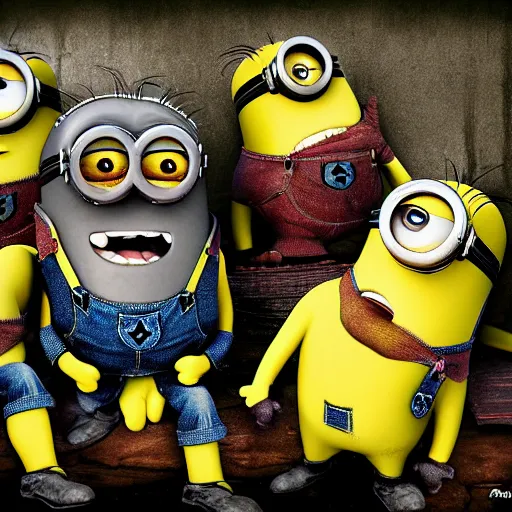 Image similar to The minions in The Vikings Digital art very detailed 4K quality Super Realistic