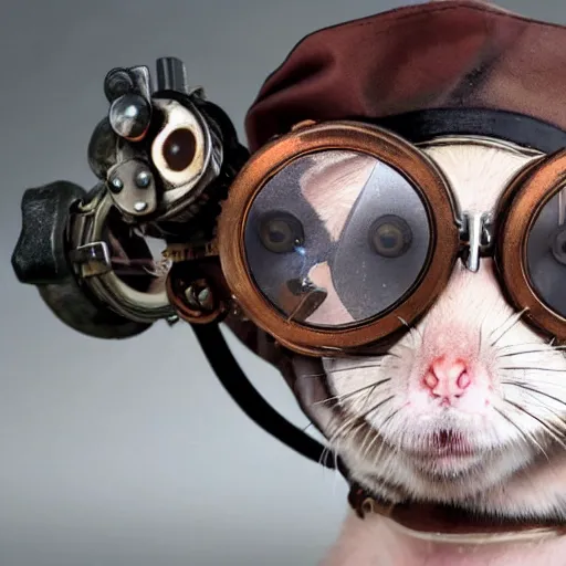 Prompt: a rat with steampunk googles, by Hideaki anno