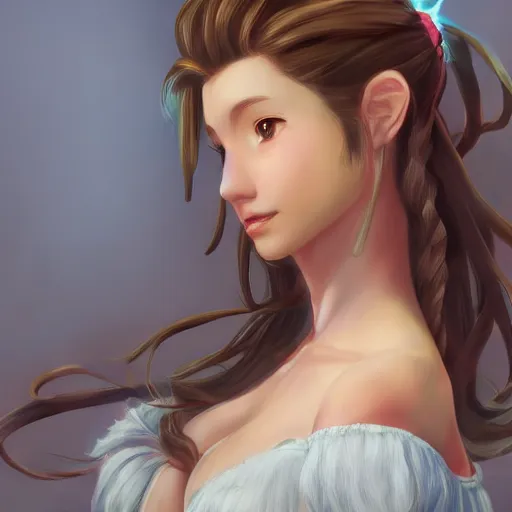 Image similar to aerith gainsborough by nick silva, ja mong, digital, trending artstation