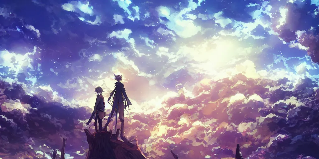 isekai masterpiece anime man standing tree log looking Stable Diffusion