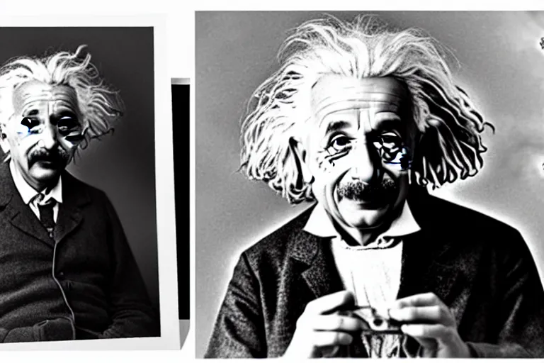 Image similar to albert einstein as a wizard with the power to warp spacetime