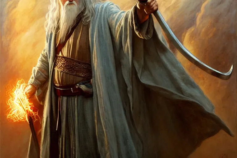 Prompt: gandalf in the marvel cinematic universe, character design, painting by gaston bussiere, craig mullins, j. c. leyendecker,