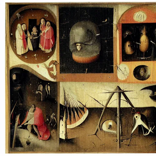 Image similar to random objects and chaos, Wimmelbilder, Hieronymus Bosch, iSpy