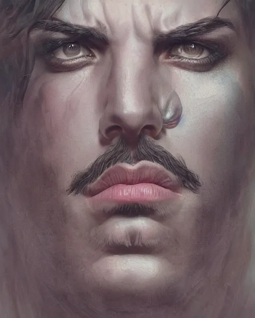 Image similar to freddie mercury, hyper realistic face, beautiful eyes, fantasy art, in the style of greg rutkowski, intricate, hyper detailed, smooth