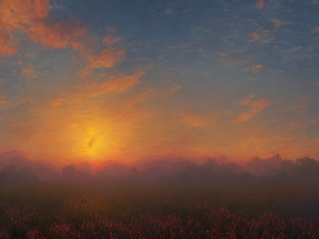 Prompt: Impressionist sunrise, hdr, ue5, unreal engine 5, cinematic 4k wallpaper, ultra detailed, high resolution, Artstation, award winning.