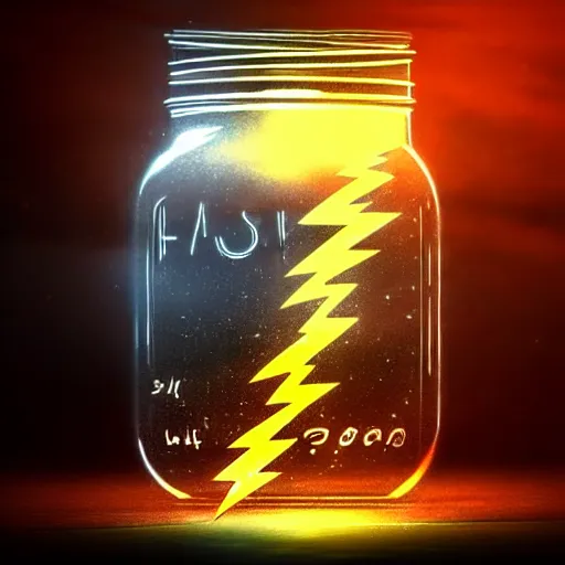 Image similar to lightning captured in a mason jar, scifi, ultra realistic, highly detailed, bright, cinematic