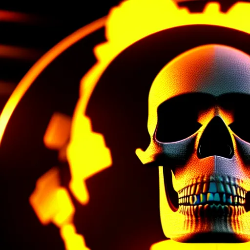 Prompt: cybertronic skull on blue flames , 3d render , octane render , 4k , HD