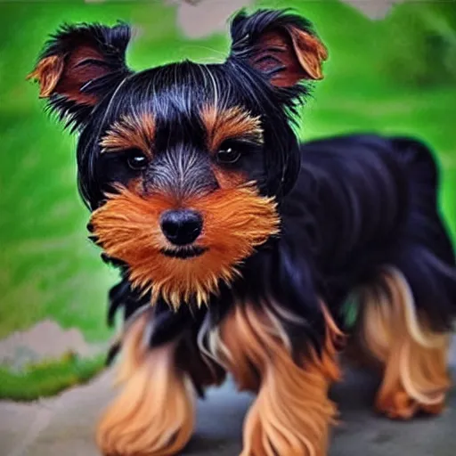 Image similar to “curly hair black and brown Yorky”