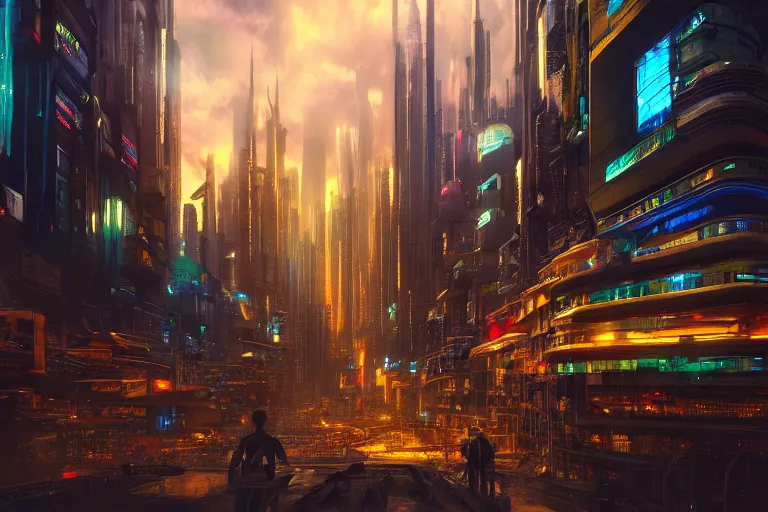 Prompt: photograph of a cyberpunk city by marc adamus, futuristic, hd, 8 k, trending on pexels, detailed shot, sharp focus